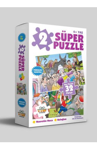 2 Süper Puzzle - Nasrettin Hoca Keloğlan +4 Yaş