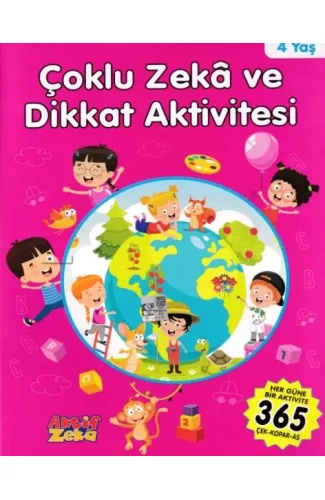 4 Yaş Çoklu Zeka ve Dikkat Aktivitesi - Pembe Kitap