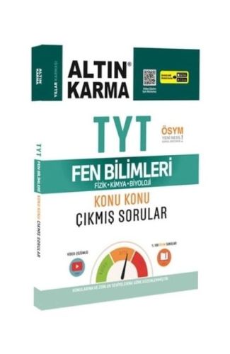 Altın Karma 2023 TYT Fen Bilimleri Fizik-Kimya-Biyoloji Konu Konu Çıkmış Sorular Video Çözümlü