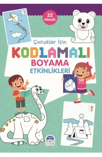 Çocuklar İçin Kodlamalı Boyama Etkinlikleri - Yeşil - 32 Etkinlik