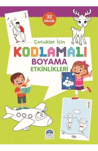 Çocuklar İçin Kodlamalı Boyama Etkinlikleri - Yeşil 2 - 32 Etkinlik