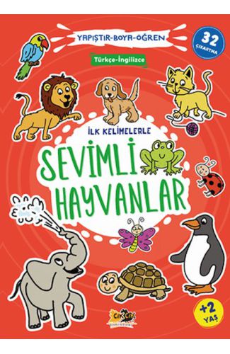 İlk Kelimelerle Sevimli Hayvanlar Yapıştır-Boya-Öğren