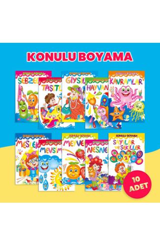 Konulu Boyama Kitapları Seti (10 Kitap)