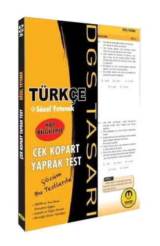 Tasarı DGS Türkçe Sözel Yetenek Yaprak Test Çek Kopart